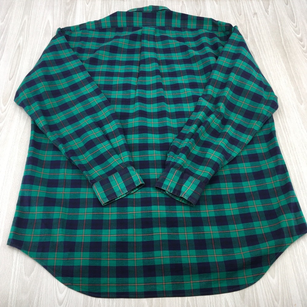 Lauren Ralph Lauren Mens Plaid Button Down Shirt Green Navy Blue Crest Size M - Picture 4 of 6